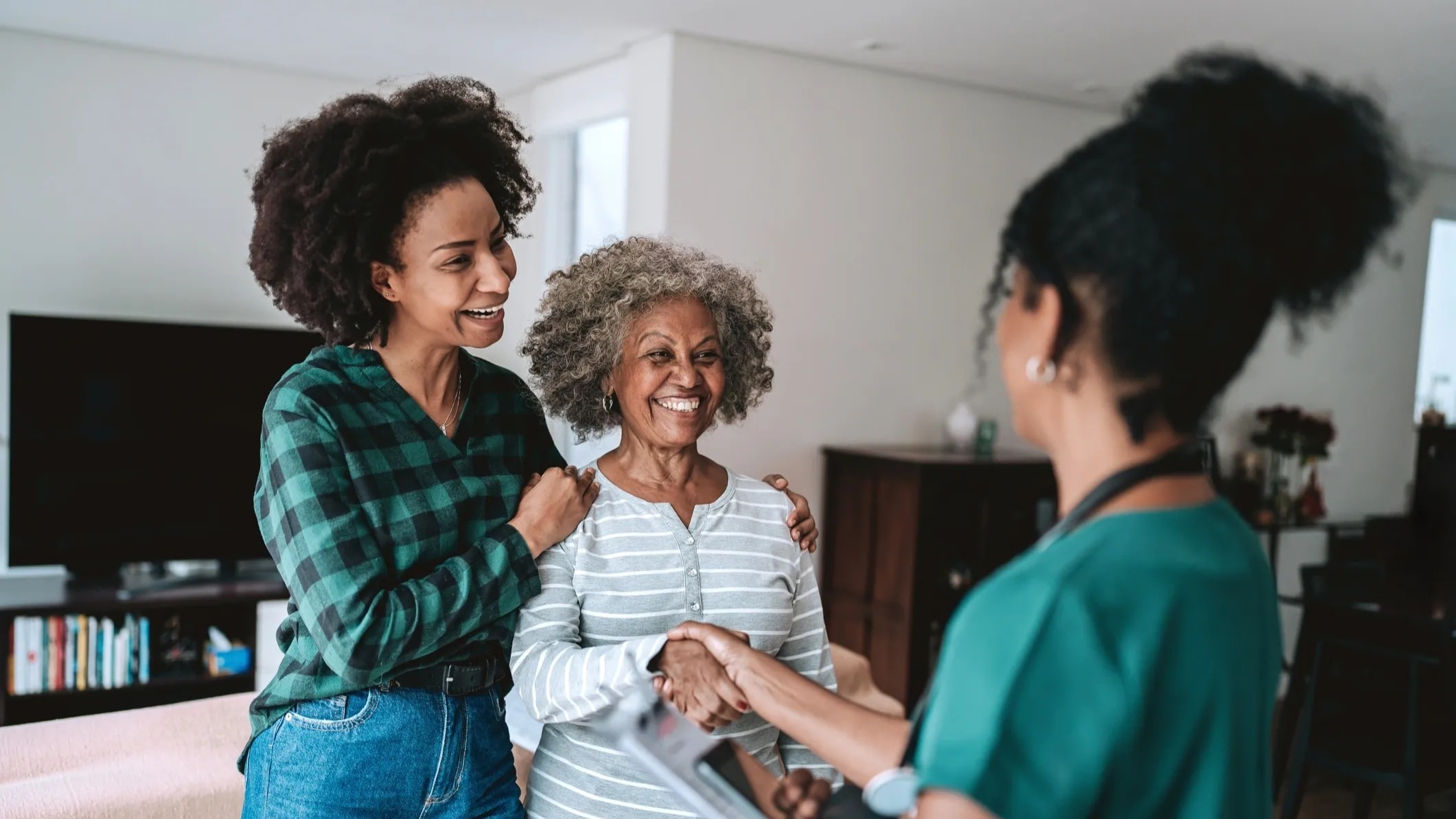 A LIFT caregiver and client together at home